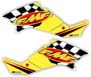 Kit gráfico de escape LTZ400 FMF adecuado para calcomanía de plástico tanque amarillo Suzuki Ltz 400 Z400 - Imagen 1 de 2