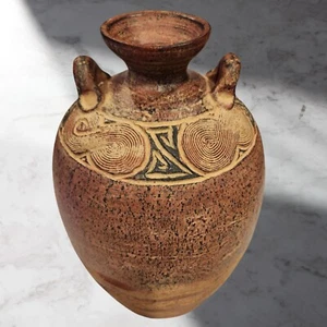 Schwere Vintage Terrakotta Redware Keramik Griff Krug Krug Vase rustikales Dekor - Bild 1 von 7