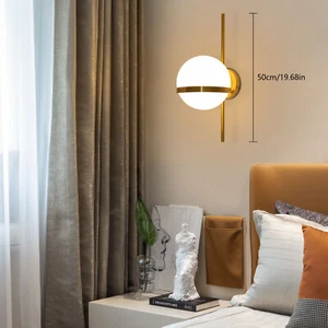 Modern Gold Wall Lamp Glass Shade Wall Light E26 Lamp Holder Hallway Home Decor - Picture 1 of 17