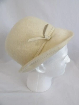 Sombrero Cloche Mujer Vintage Mr John Moderno Crema Lana Peluda Difusa Foto 1 de 4