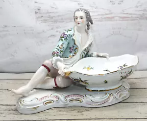 Antiguo MEISSEN? Plato de caramelo de porcelana alemana estatuilla hombre - Imagen 1 de 16