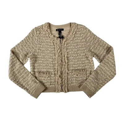 Nuevo con etiquetas Int. Suéter Bolero Concepts Mujer L Beige Borde con Flecos Academia Corpcore Foto 1 de 4