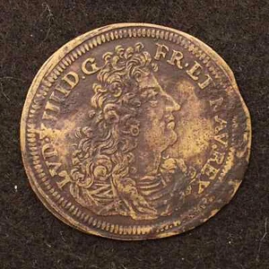 *France Louis XIV Brass Coin 1643-1715 Token Jetton [E3756]7b5 - Picture 1 of 2