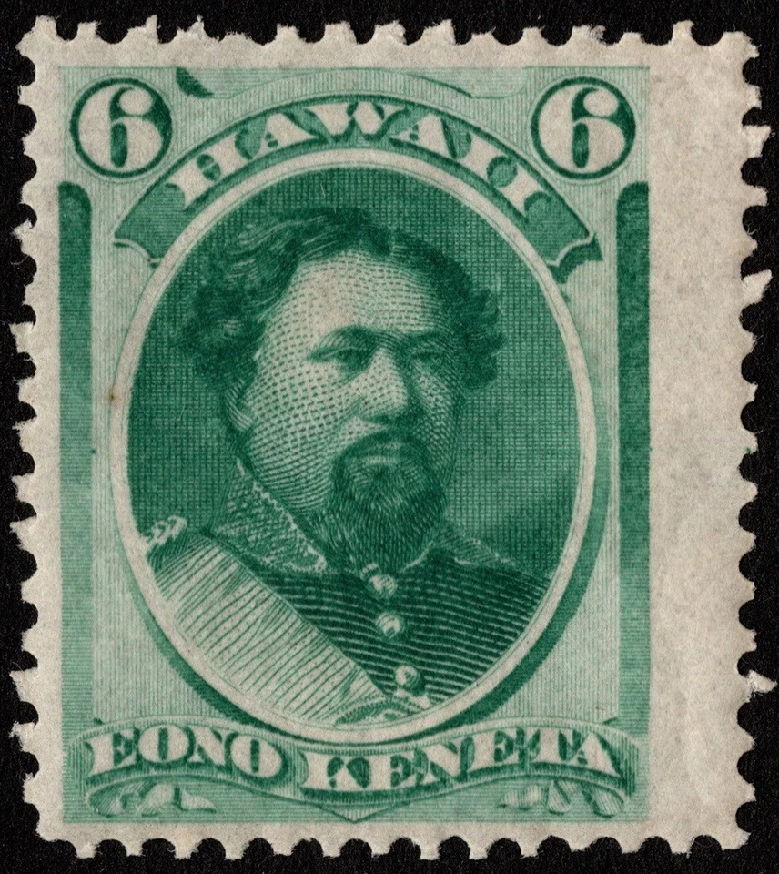 Hawaii Stamp Scott # 33 Mint LH 6 Cents Yellow Green King Kamehameha V Portrait - Image 1 of 1