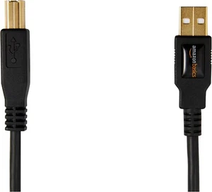 AMAZON BASICS USB-A TO USB-B 2.0 CABLE, 480 MBPS, PRINTER/HARD DRIVE, BLACK 6-FT - Picture 1 of 10