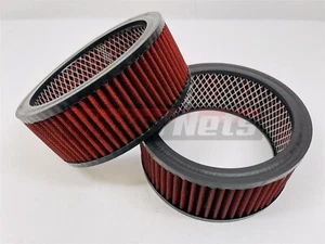 Pair 6-3/8" Round Washable 2-1/2" Tall Air Cleaner Filter Element 2pc Pre-Oiled - Foto 1 di 1