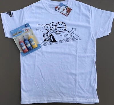Boys Medium CARS LIGHTNING McQUEEN Simplicity Coloring T-Shirt & Fabric Paints - Image 1 of 4