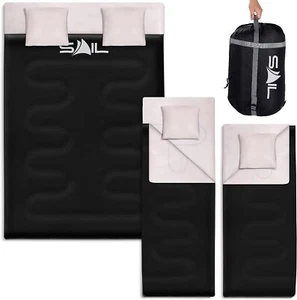 SAIL Waterproof Double Sleeping Bag with 2 Pillows Extra Large 3-4 Season - Picture 1 of 11