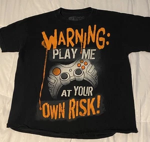 Hybrid Tees Medium Boys Black T-Shirt Warning Decal - Picture 1 of 2