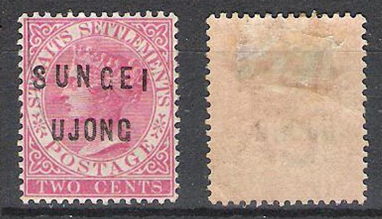 马来西亚 1883 2c 玫瑰 "SUNGEI-UJONG" OVPT (HM/JF) SG 33 — 第 1/1 张图片