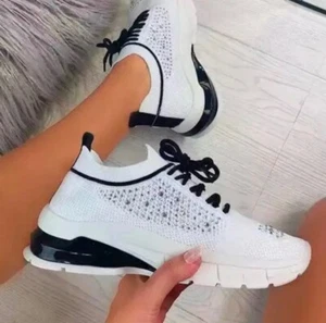 Women' s Mesh Breathable Rhinestone Running Shoes . - Picture 1 of 6