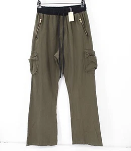 NWT MNML Pants Mens Large Drawcord Flare Cargo pockets Baggy Fit High Rise Olive - Picture 1 of 12