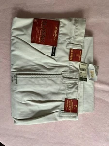 Caquis delanteros plisados clásicos Eddie Bauer, para hombre, nuevos con etiquetas talla 36x34 - Imagen 1 de 2