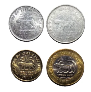 2010 INDIEN REPUBLIK GEDENKMÜNZE RESERVE BANK 4 MÜNZEN (1 2 5 10 RS.) SET - Bild 1 von 6