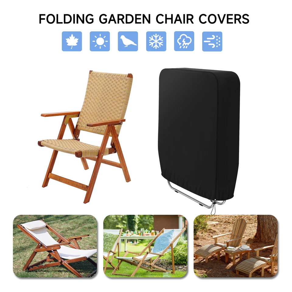 Folding Garden Chair Covers Reclining Sun Lounger Cover Waterproof UV Resistant