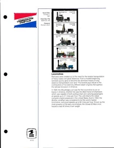 USA 1987 COMMEMORATIVE STAMP CLUB "LOCOMOTIVES" BOOKLET PANE OF 5 TRAINS - Picture 1 of 1