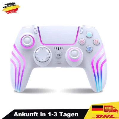1000mAh Wireless Controller für PS4/PC Kabellos Bluetooth USB-C RGB Gaming DE - Bild 1 von 4