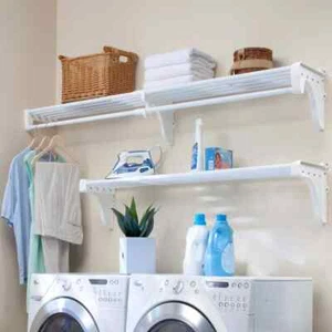 EZ Shelf Wire Closet Shelves 75"L Adjustable Width in White Shelf +White Bracket - Picture 1 of 2
