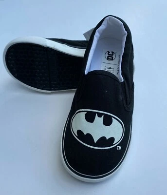 GAP Batman Zapatillas Sin Cordones Niños Pequeños 9 Nuevos Negro Blanco Zapatos DC Comic Bat Man Foto 1 de 4