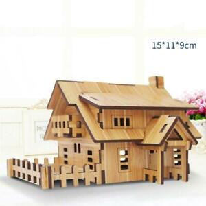 3D Bamboo Wooden Jigsaw Puzzle Toys Jigsaw Architecture House Diy Adults Kids 