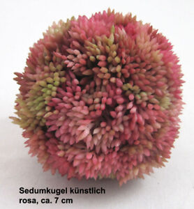 1 Sedumkugel künstlich, rosa, ca. 7 cm