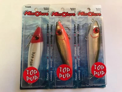 Señuelo flotante Mirrolure para pescar peces en aguas superiores serie 74 Top Pup elegir Foto 1 de 4