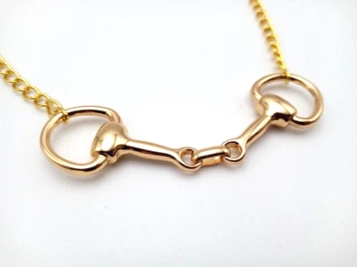 Collar con broca de bocadillo de caballo ecuestre en oro brillante *grande Foto 1 de 4