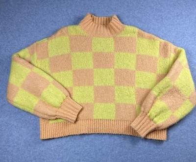 Suéter de manga larga MM My Michelle para dama X grande. Naranja y amarillo a cuadros Foto 1 de 4