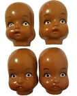 Lot 4 Vintage 4.5" Craft Plastic Doll Faces Masks Black Ethnic African American