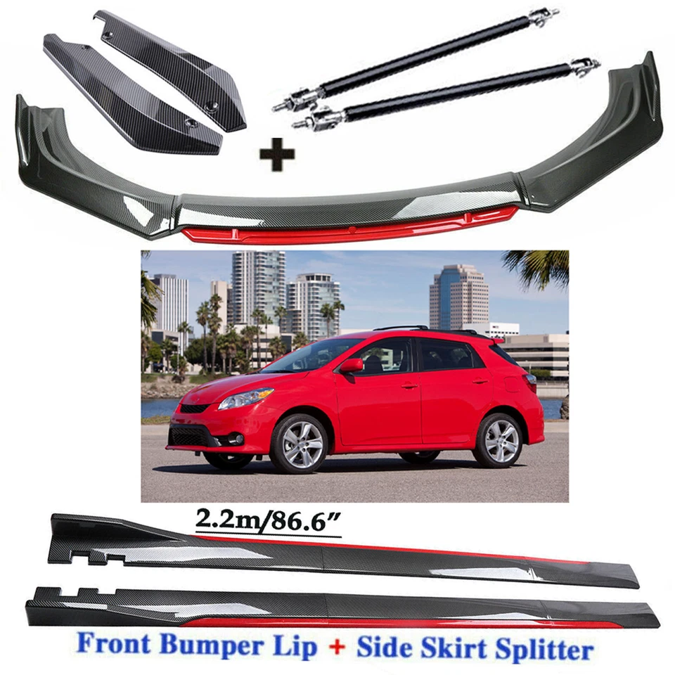 For Toyota Matrix Carbon Fiber Front Bumper Lip Spoiler + Side Skirt Rear O Foto 1 de 4