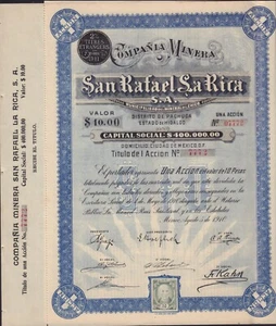 MEXICO MINING : Compania Minera San Rafael San Rica Pachuca Estado Hidalgo 1910 - Picture 1 of 2