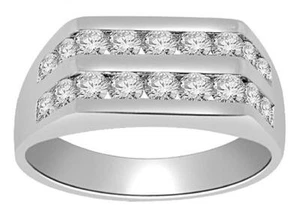 Men's Engagement Ring I1 G 1.01 Ct Genuine Diamond Channel Set 14K Gold 7.85 MM - Picture 1 of 6