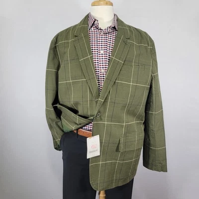 Structure Men's Sport Coat Blazer Two Button Green Plaid Cotton Size XL NEW - Image 1 of 4