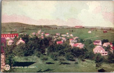 c1910 Scenic View Houses Outskirts Liberty New York NY Antique Postcard KL14 - Image 1 of 2