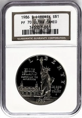 1986 S Statue Of Liberty Centennial Proof Silver Commemorative Dollar NGC PF70 - Image 1 of 2