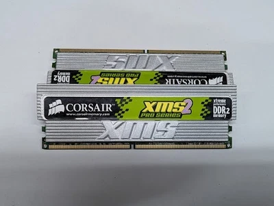2x DDR2 512MB Corsair CM2X512-5400C4PRO XMS2 675Mhz PC2-5400 4-4-4-12 #W - Image 1 of 3