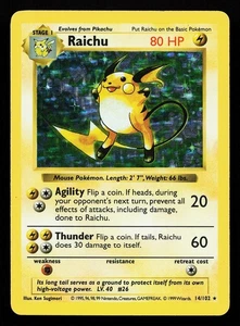 Raichu 14/102 Holo Rare Base Set (Shadowless) Pokémon Card - Picture 1 of 2
