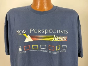 Vintage 90s Japan Vaporwave Shirt XXL New Perspectives Geometric Japanese Blue - Picture 1 of 13