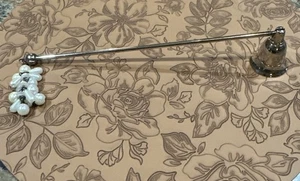 Vintage Kerzenleuchter Kunstperlen langer Stiel Metall versilbert klassisch 11" - Bild 1 von 9