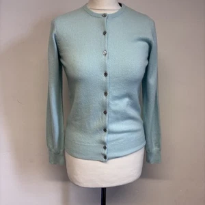 Marks And Spencer Cashmere Cardigan Size 8 Blue Crew Neck New Luxury - Picture 1 of 10