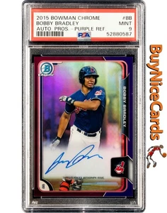 2015 Bobby Bradley Bowman Chrome Purple Refractor Auto # BB /250 PSA 9 Mint - Picture 1 of 4