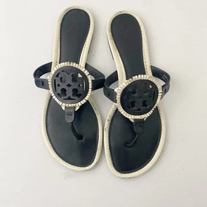 Tory Burch Miller Fransen Sandalen Schuhe schwarz weiß Größe 10 - Bild 1 von 10