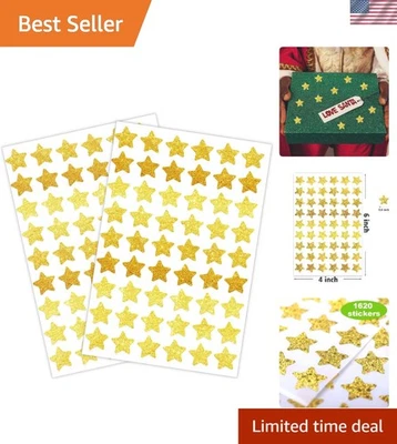 Mini adesivos estrela dourada contagem 1620 - holográfico, perfeito para aprendizado e artesanato - Imagem 1 de 4