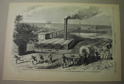 Печать 1862 г.: ГРАЖДАНСКАЯ ВОЙНА во ФЛОРИДЕ — корабль Союза атакует соляные работы! St. Joseph Bay - Изображение 1 из 3