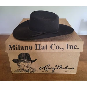 NEW VTG Larry Mahan Milano Felt Western Cowboy Hat Black Size 6 3/8 Texas USA - Bild 1 von 12