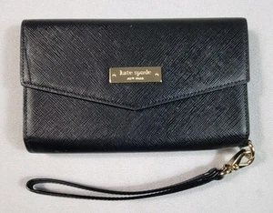 Kate Spade Saffiano Leather Wallet Wristlet Cell Phone Bag Removal Strap Black - Picture 1 of 10