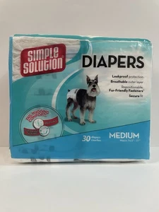 Simple Solution Medium 30 Pack Disposable Dog Diapers White/Black - Picture 1 of 5