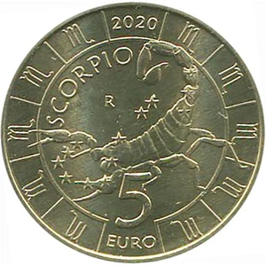 5 euro San Marino 2020 serie Zodiaco: Scorpione Monometallico - Picture 1 of 2