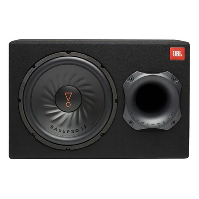Sistema de subwoofer de 12" alimentado por audio para automóvil JBL BassPro 12 con tecnología de puerto Slipstream Foto 1 de 4