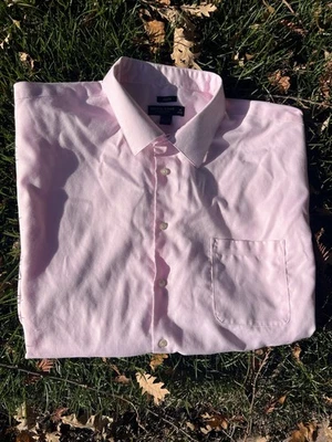 Camisa de vestir de algodón rosa liso Pronto Uomo para hombre ajuste clásico sin hierro 20-34/35 Foto 1 de 4